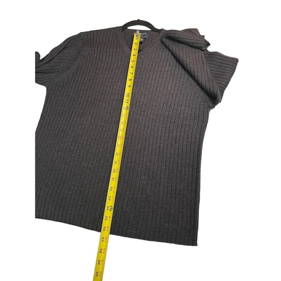 BROOKS 346 Fine Italian Merino Wool V-neck Pullover Sweater, Gray Size Large - Picture 8 of 9